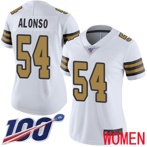 New Orleans Saints Limited White Women Kiko Alonso Jersey NFL Football #54 100th Season Rush Vapor Untouchable Jersey->youth nfl jersey->Youth Jersey